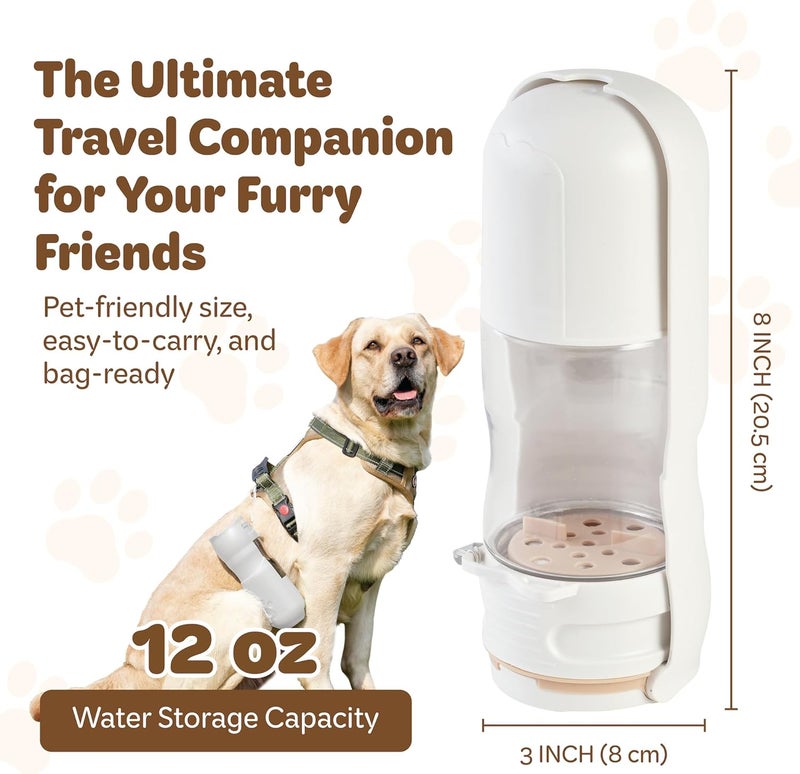 desired tools Desired Things Portable Pet Food and Water Dispenser, 2 in 1 Cat & Small Dog Water Bottle & Food Container, Lightweight, BPA Free Pet Water Bottle Traveling Essentials for Walking & Hiking - White - Image 2